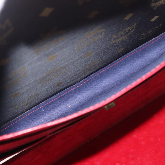 MCM Trunk Suede Red Gold Auth bs35152