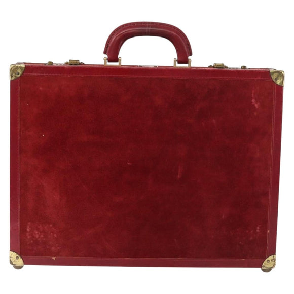 MCM Trunk Suede Red Gold Auth bs35152