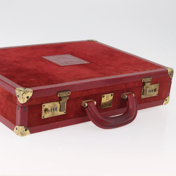 MCM Trunk Suede Red Gold Auth bs35152