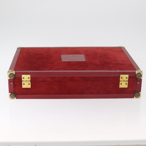 MCM Trunk Suede Red Gold Auth bs35152