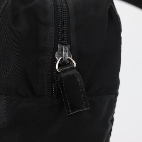 PRADA Hand Bag Nylon Black Silver Auth bs35154