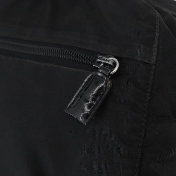 PRADA Hand Bag Nylon Black Silver Auth bs35154