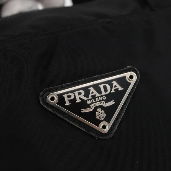 PRADA Hand Bag Nylon Black Silver Auth bs35154