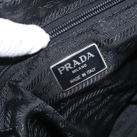 PRADA Hand Bag Nylon Black Silver Auth bs35154