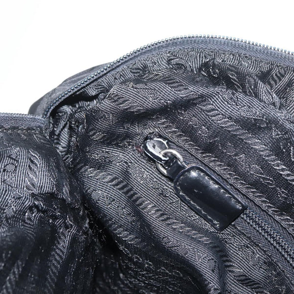 PRADA Hand Bag Nylon Black Silver Auth bs35154