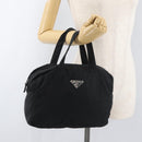 PRADA Hand Bag Nylon Black Silver Auth bs35154-25