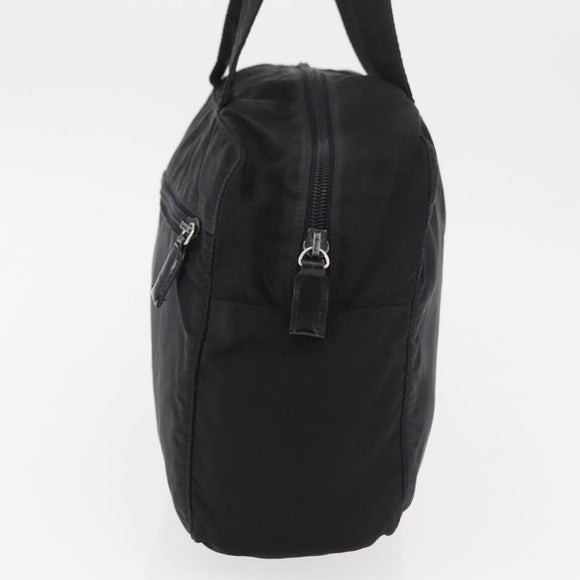 PRADA Hand Bag Nylon Black Silver Auth bs35154