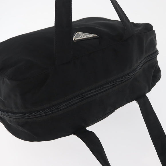 PRADA Hand Bag Nylon Black Silver Auth bs35154