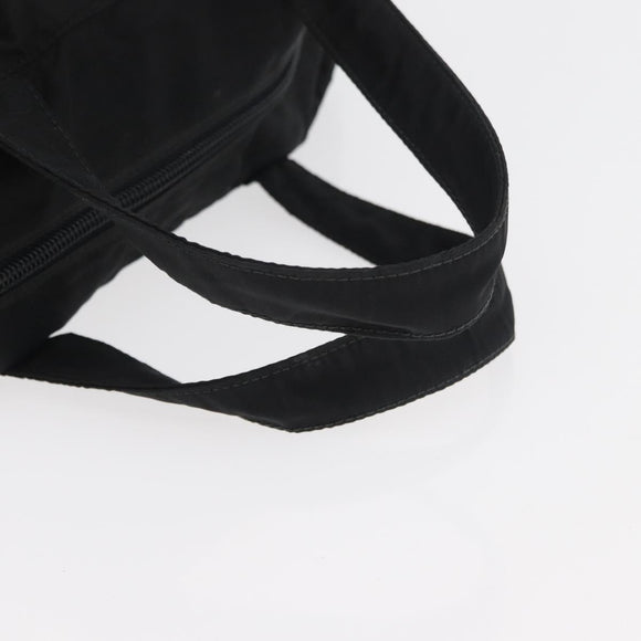 PRADA Hand Bag Nylon Black Silver Auth bs35154