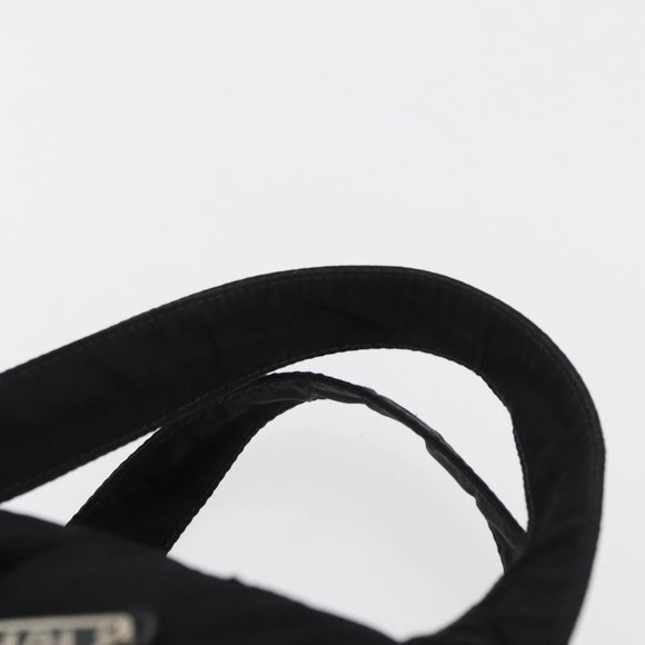PRADA Hand Bag Nylon Black Silver Auth bs35154