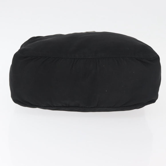 PRADA Hand Bag Nylon Black Silver Auth bs35154