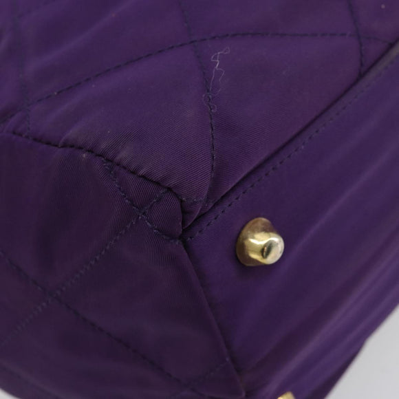 PRADA Chain Hand Bag Nylon Purple Gold Auth bs35155