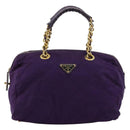 PRADA Chain Hand Bag Nylon Purple Gold Auth bs35155-2