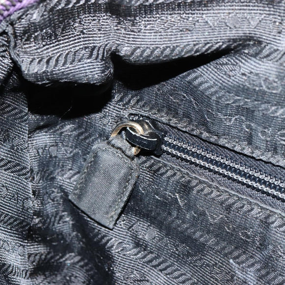 PRADA Chain Hand Bag Nylon Purple Gold Auth bs35155