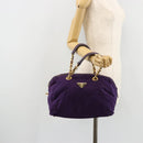 PRADA Chain Hand Bag Nylon Purple Gold Auth bs35155-23