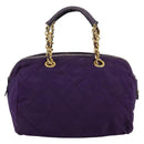 PRADA Chain Hand Bag Nylon Purple Gold Auth bs35155-3