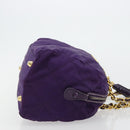 PRADA Chain Hand Bag Nylon Purple Gold Auth bs35155-4