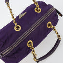 PRADA Chain Hand Bag Nylon Purple Gold Auth bs35155-6
