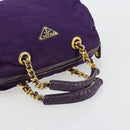 PRADA Chain Hand Bag Nylon Purple Gold Auth bs35155-7