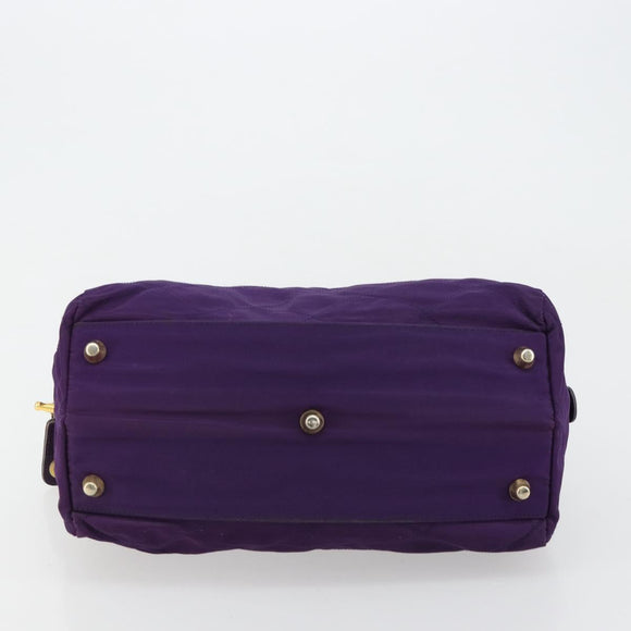 PRADA Chain Hand Bag Nylon Purple Gold Auth bs35155