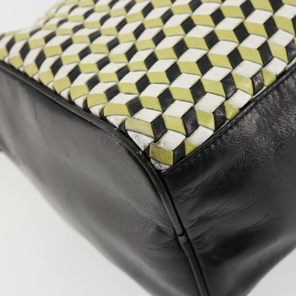 PRADA Schultertasche Leder Gelbgold Auth bs35156