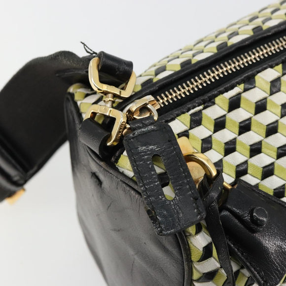 PRADA Schultertasche Leder Gelbgold Auth bs35156