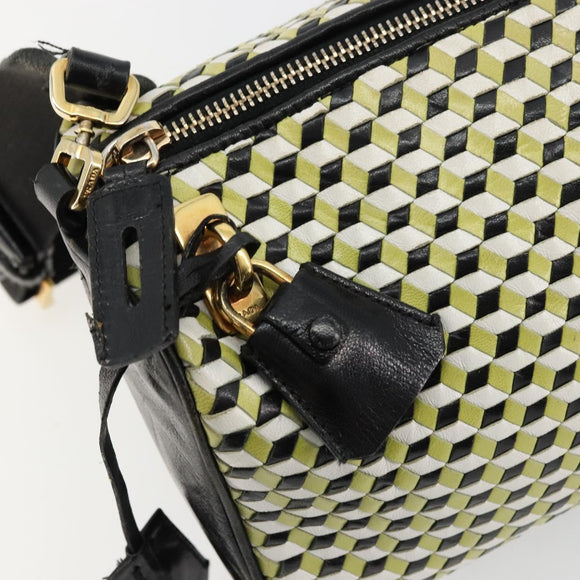 PRADA Schultertasche Leder Gelbgold Auth bs35156