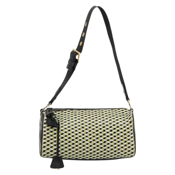 PRADA Schultertasche Leder Gelbgold Auth bs35156