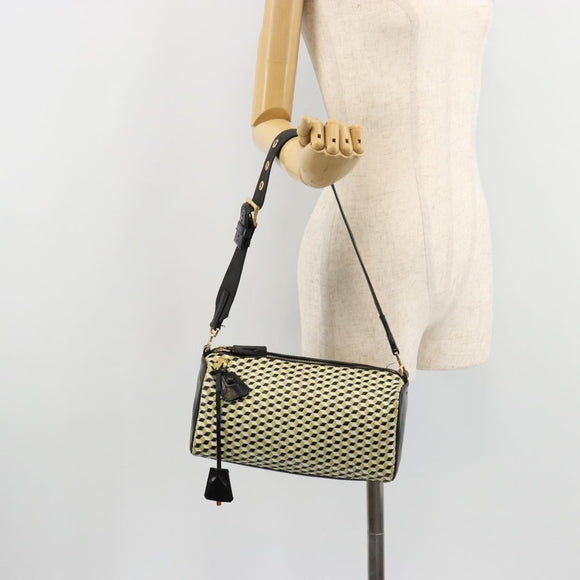 PRADA Schultertasche Leder Gelbgold Auth bs35156