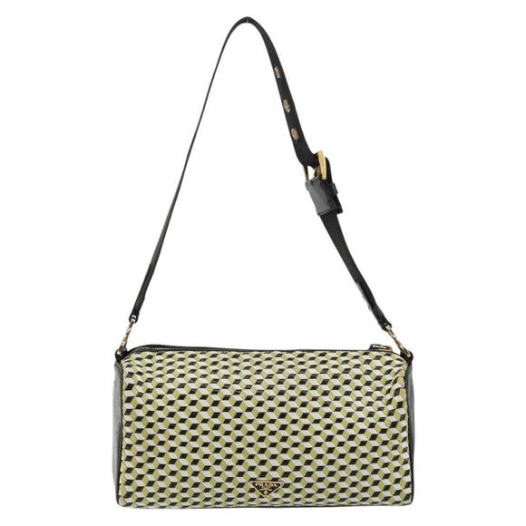 PRADA Schultertasche Leder Gelbgold Auth bs35156