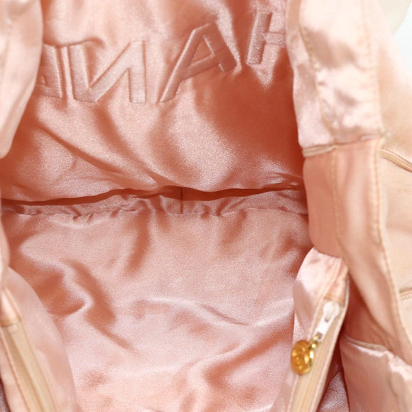 CHANEL Tote Bag Satin Gold Pink CC Auth bs35157