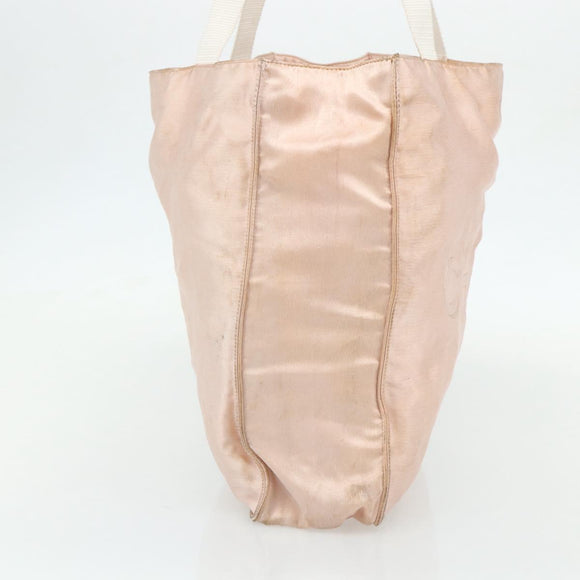 CHANEL Tote Bag Satin Gold Pink CC Auth bs35157