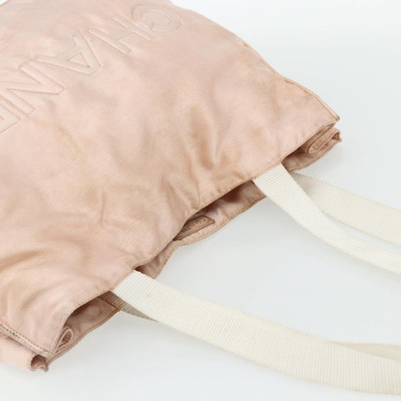 CHANEL Tote Bag Satin Gold Pink CC Auth bs35157