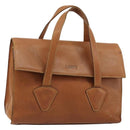 LOEWE Hand Bag Leather Brown Gold Auth bs35163-1