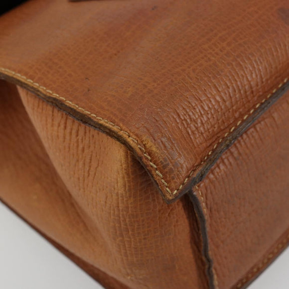 LOEWE Hand Bag Leather Brown Gold Auth bs35163