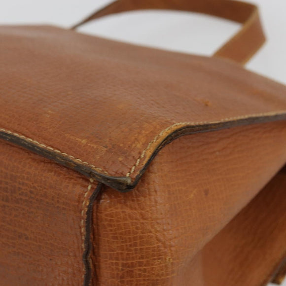 LOEWE Hand Bag Leather Brown Gold Auth bs35163