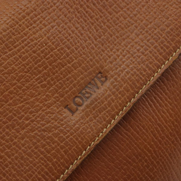 LOEWE Hand Bag Leather Brown Gold Auth bs35163