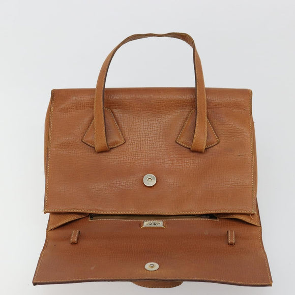 LOEWE Hand Bag Leather Brown Gold Auth bs35163