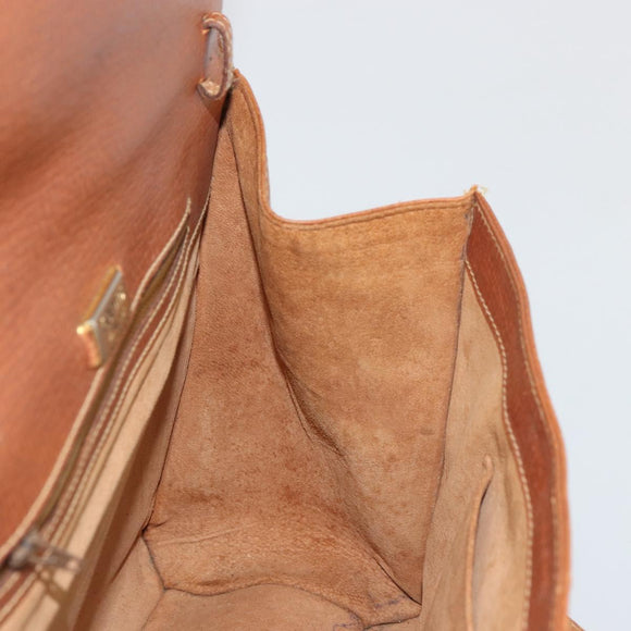 LOEWE Hand Bag Leather Brown Gold Auth bs35163