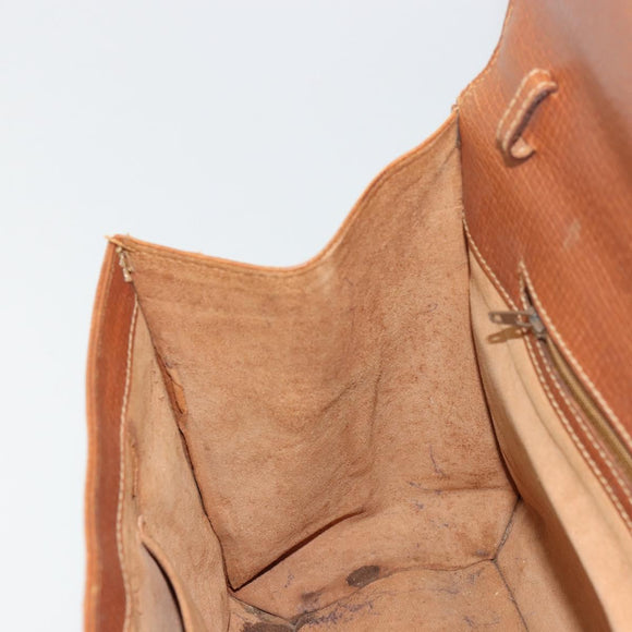 LOEWE Hand Bag Leather Brown Gold Auth bs35163