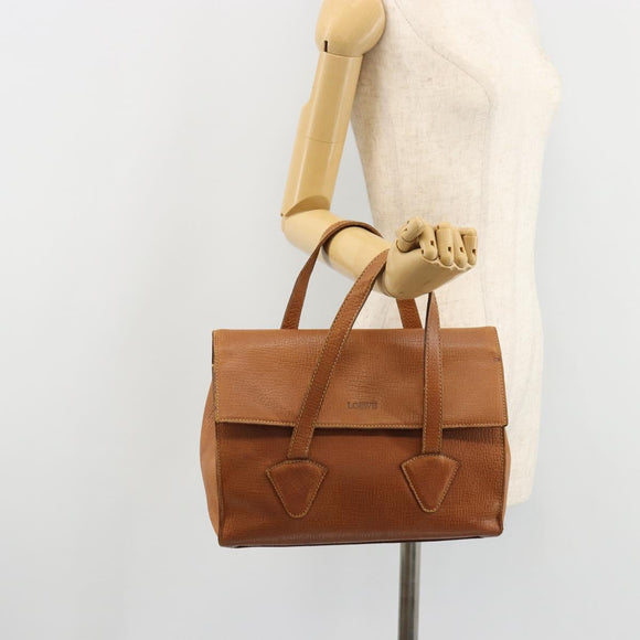 LOEWE Hand Bag Leather Brown Gold Auth bs35163