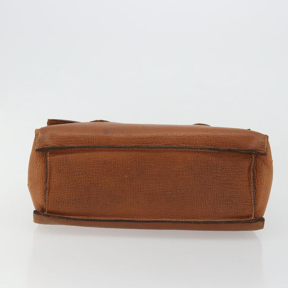 LOEWE Hand Bag Leather Brown Gold Auth bs35163