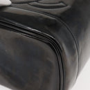 CHANEL Vanity Hand Bag Patent leather Black Gold CC Auth bs35169-16