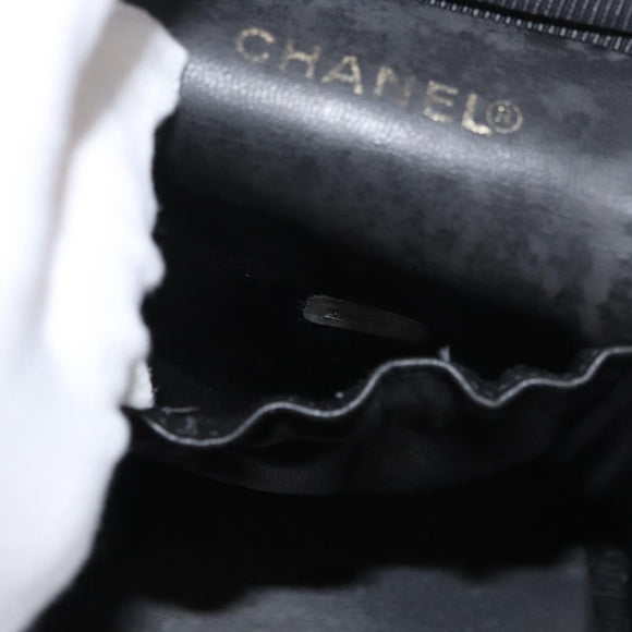 CHANEL Vanity Hand Bag Patent leather Black Gold CC Auth bs35169