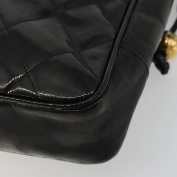 CHANEL Matelasse Chain Tote Bag Lackleder Schwarz Gold CC Auth bs35172