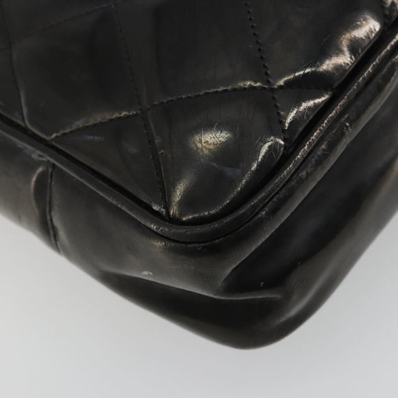 CHANEL Matelasse Chain Tote Bag Lackleder Schwarz Gold CC Auth bs35172