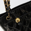 CHANEL Matelasse Chain Tote Bag Lackleder Schwarz Gold CC Auth bs35172-18