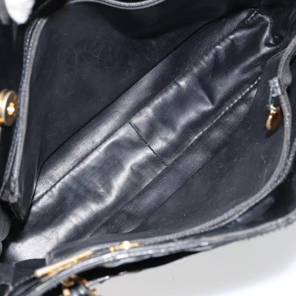 CHANEL Matelasse Chain Tote Bag Lackleder Schwarz Gold CC Auth bs35172
