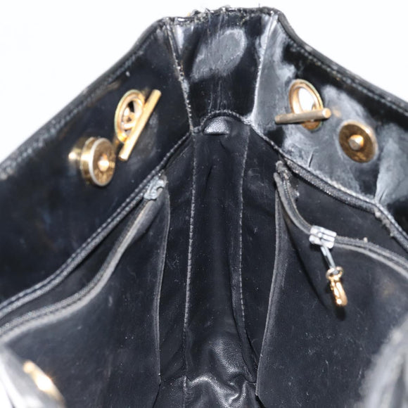 CHANEL Matelasse Chain Tote Bag Lackleder Schwarz Gold CC Auth bs35172