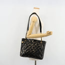 CHANEL Matelasse Chain Tote Bag Lackleder Schwarz Gold CC Auth bs35172-24